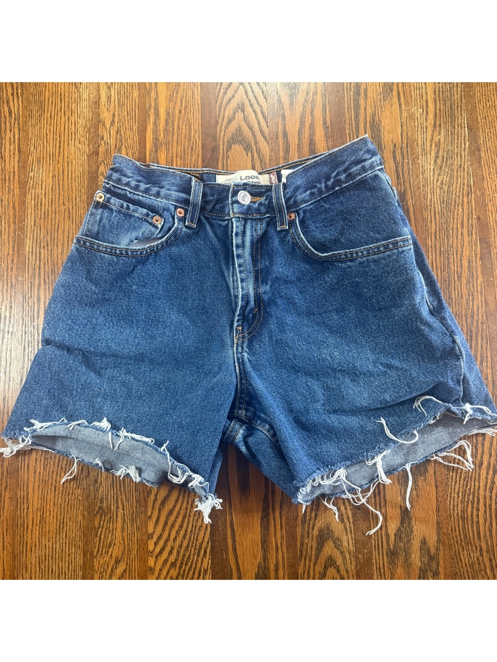 Levis 569 Loose Straight Denim Cutoff Shorts Frayed Raw Hem Size 27w Vintage